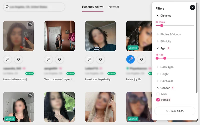 secretbenefits search filters