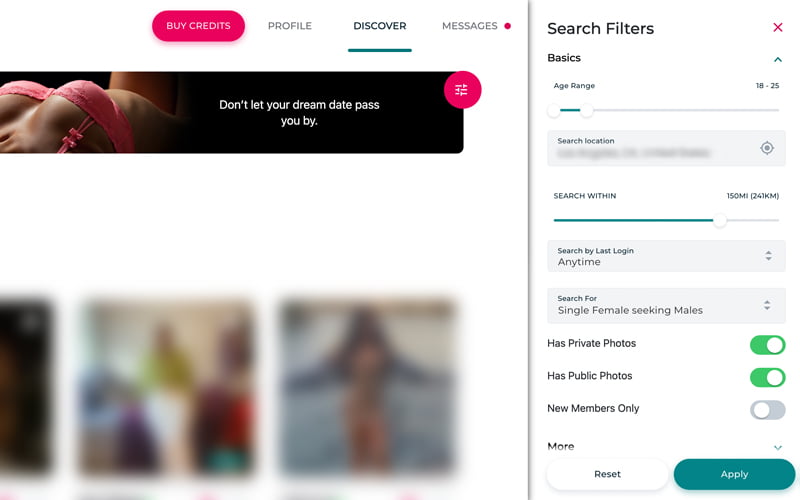 cougarlife search filters